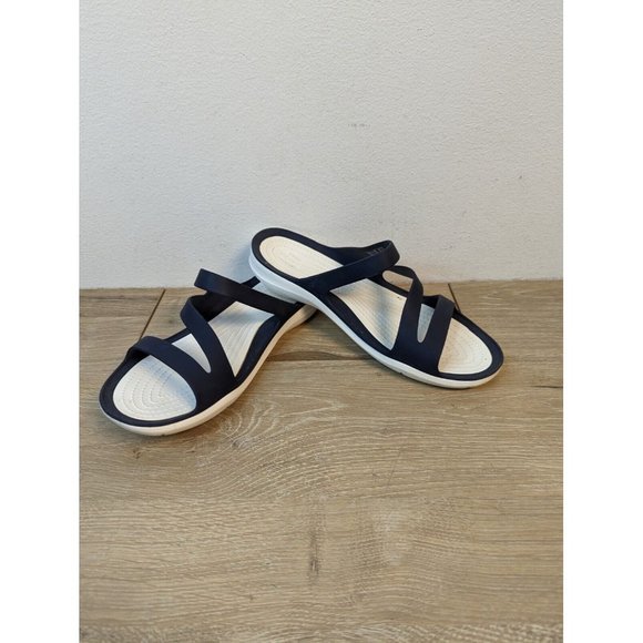 CROCS Shoes - CROCS Swiftwater Iconic Comfort Slide Sandal 203998 Womens 7 Navy Blue